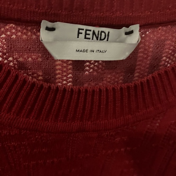 FENDI Women’s Long Sleeve Sweater Logo Sexy Red - Picture 2 of 3